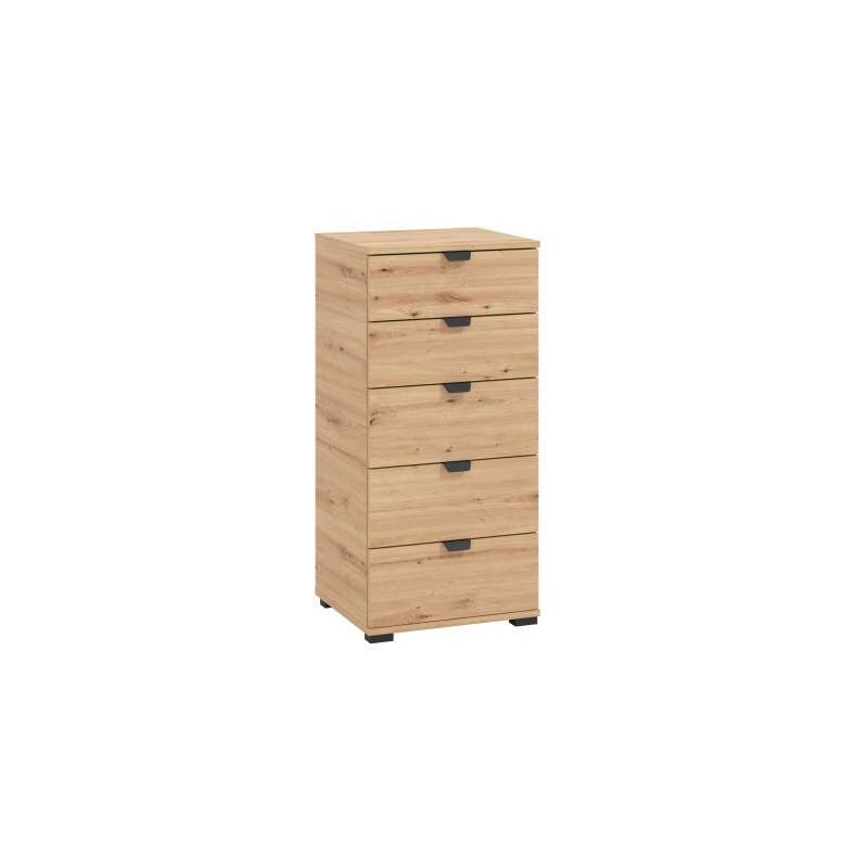 foto del prodotto swiss cassettiera 5 cassetti in rovere anticato 45x40x95 cm facile da assemblare