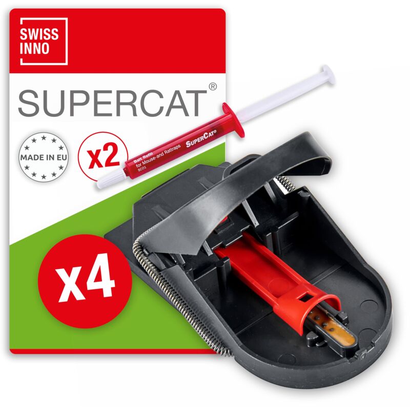 foto del prodotto swissinno trappola per topi pro supercat no colpi a vuoto efficiente riutilizzabile con esca al burro di arachidi cattura istantanea 4 trappole 2