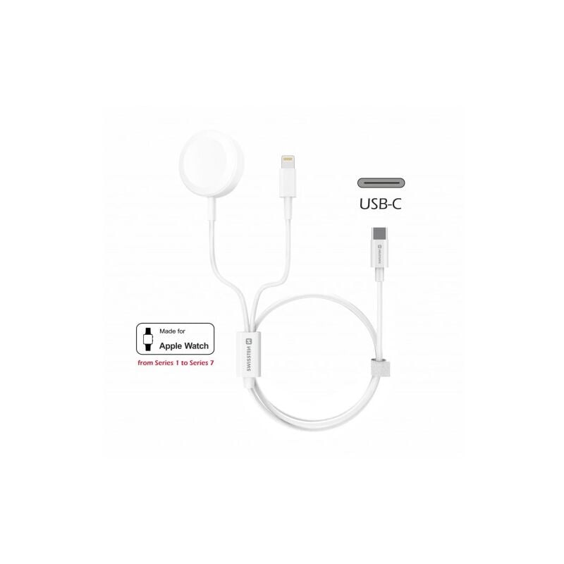 foto del prodotto swissten cavo magnetico, lightning e usb c per la ricarica rapida de applewatch e iphone 1,2 m blanco