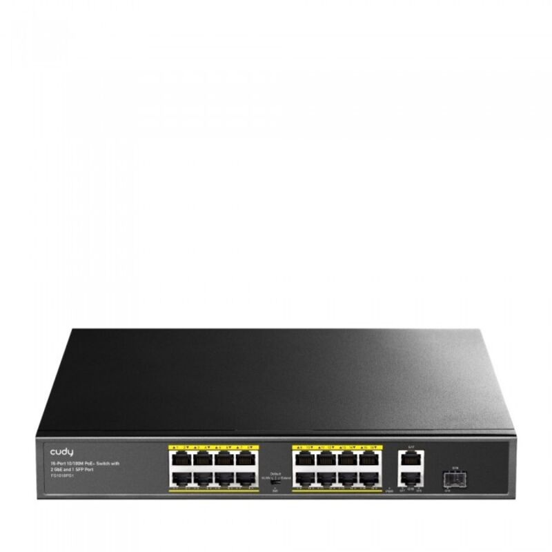 foto del prodotto switch cudy fs1018ps1 16 porte 10/100m poe+ 190w 2xgbe 1xsfp