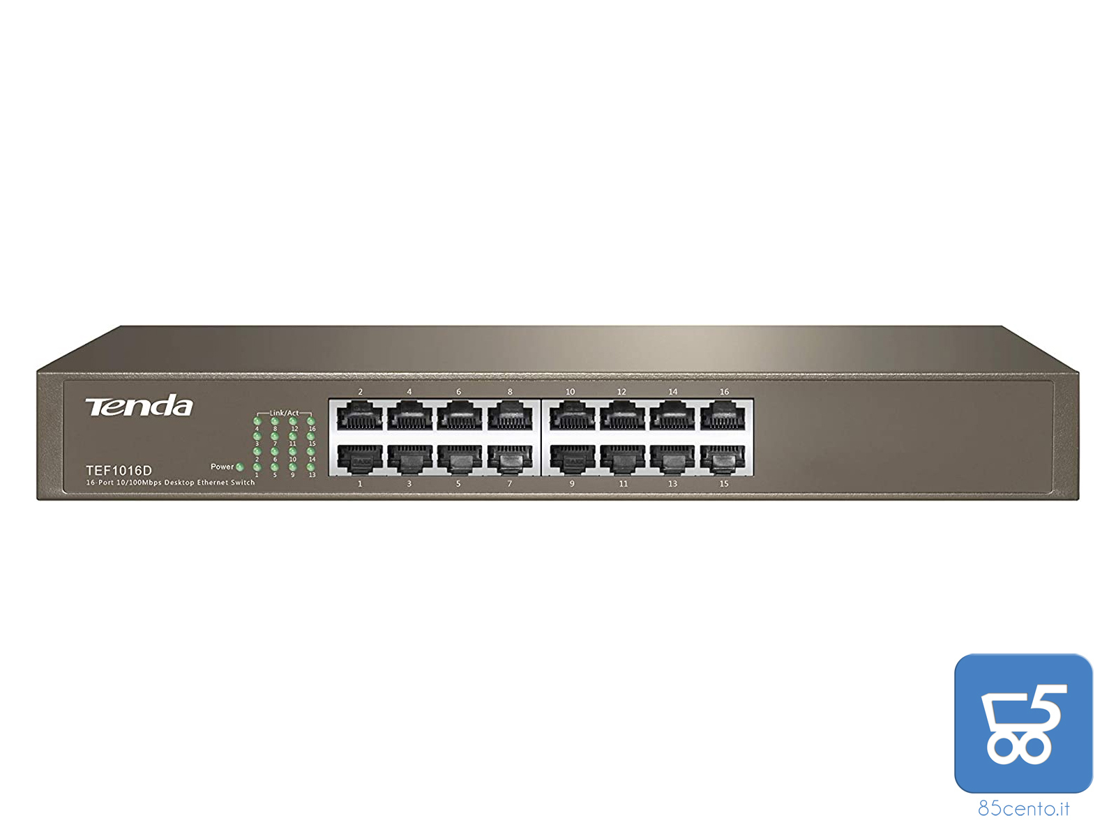 foto del prodotto switch di rete 10 100mbps 16 porte rack tenda tef1016d grigio