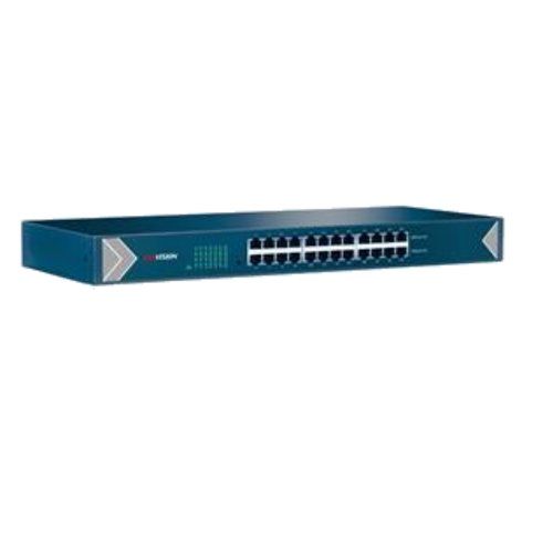foto del prodotto switch hikvision 24 gigabit rj45 ports, 19 inch rack mountable steel case unmanaged switch