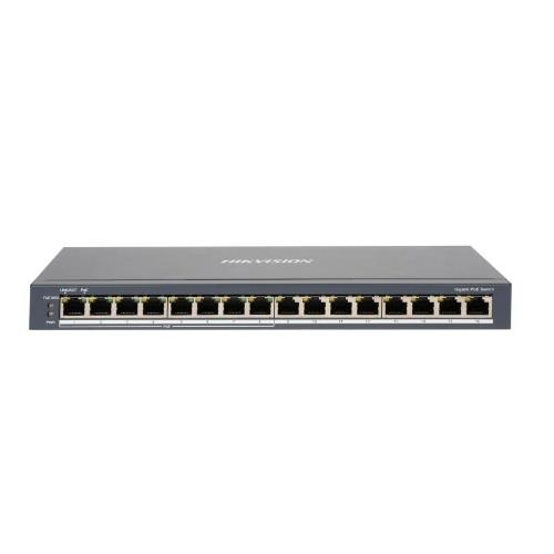 foto del prodotto switch hikvision 8 gigabit poe ports, 8 gigabit rj45, 802.3af at, poe power budget 110w, soho ds 3e0516p o