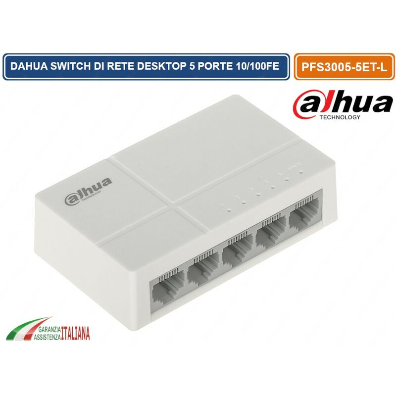 foto del prodotto switch hub di rete desktop 5 porte 10 100 mbps fe dahua