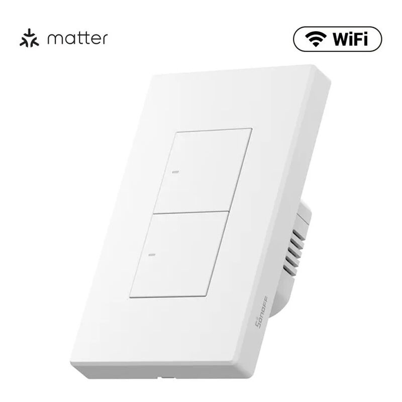 foto del prodotto switchman interruttore da parete bianco m5 120w matter dimensione 2 pulsanti sonoff