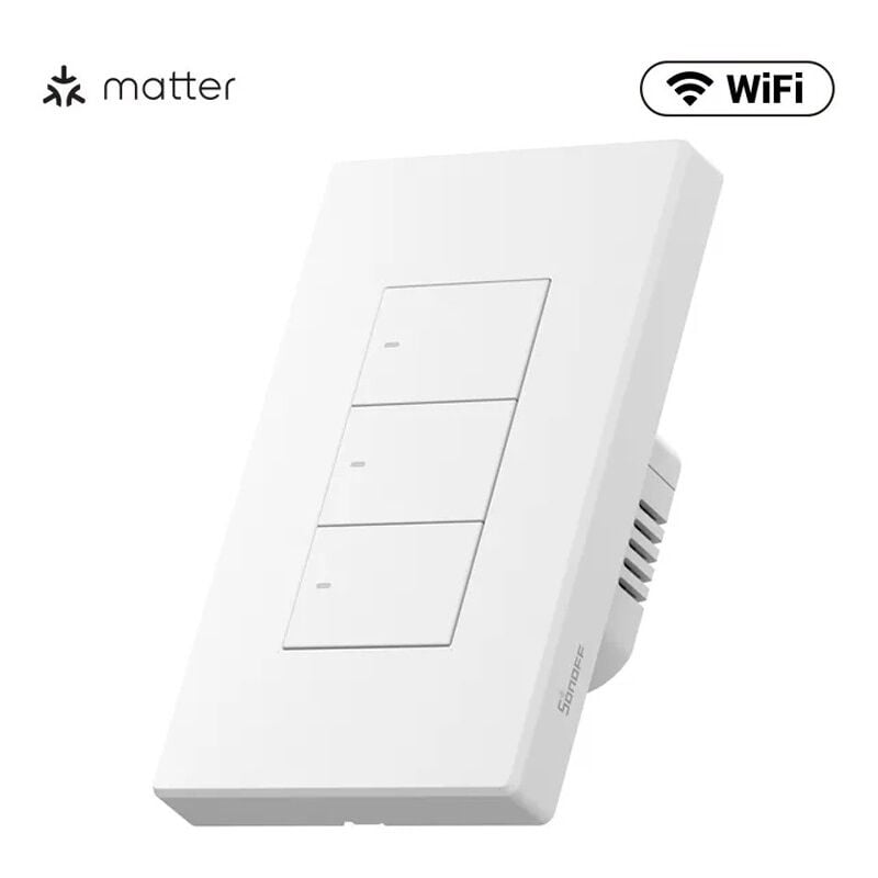 foto del prodotto switchman interruttore da parete bianco m5 120w matter dimensione 3 pulsanti sonoff