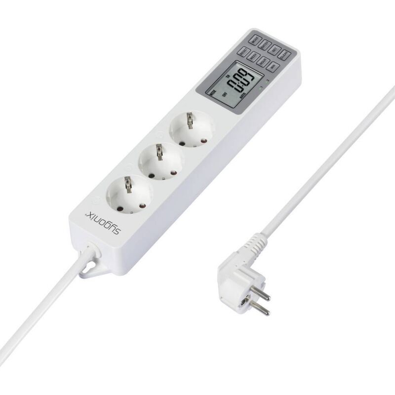foto del prodotto sy 4675078 multipresa con timer 3 scomparti bianco schuko 1 pz. sygonix