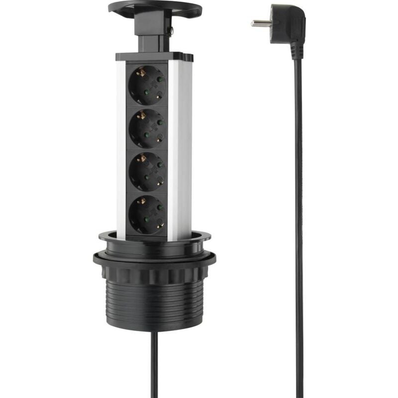 foto del prodotto sy-4737792 multipresa verticale a torre nero, argento schuko 1 pz. - sygonix