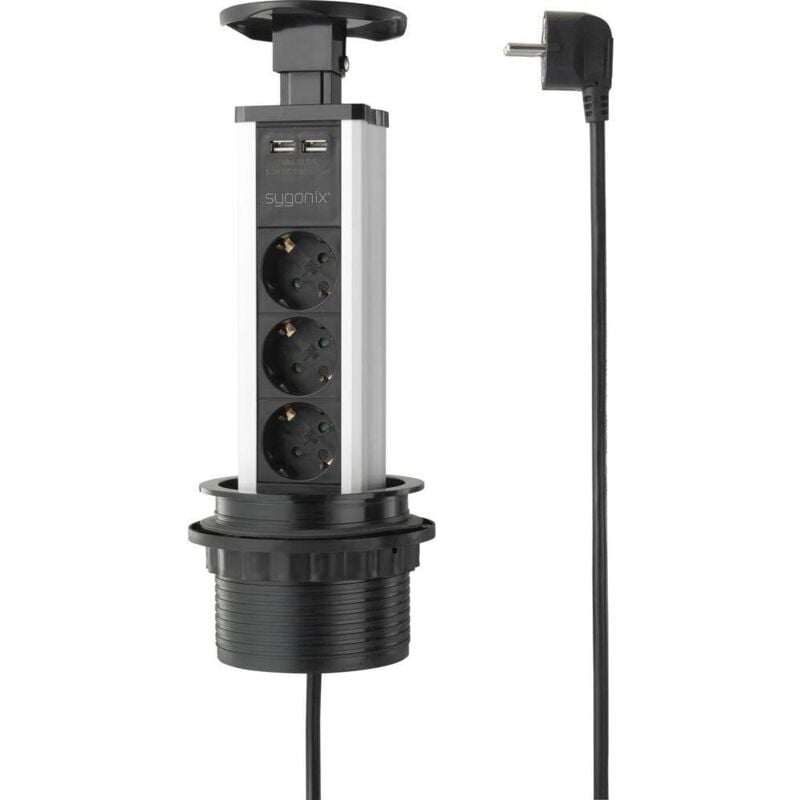 foto del prodotto sy-4737794 multipresa verticale a torre nero, argento schuko 1 pz. - sygonix