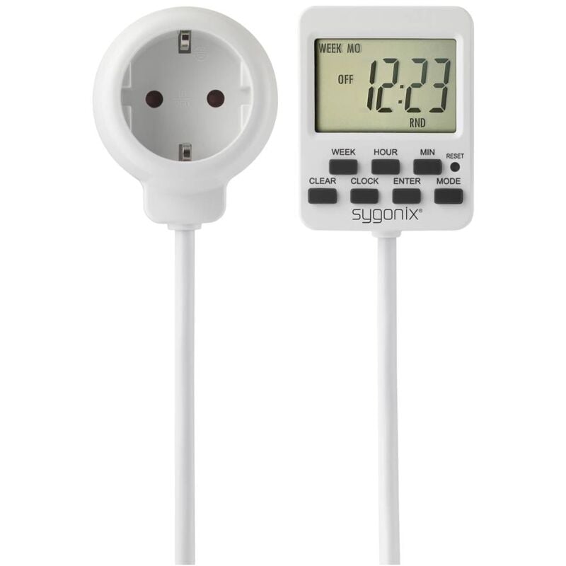 foto del prodotto sy 5178380 temporizzatore digitale settimanale 3500 w funzione di conto alla rovescia, funzionamento continuo, sygonix