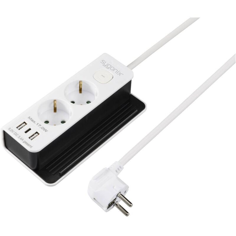 foto del prodotto sy 6118232 presa di corrente 2 vie bianco, nero schuko 1 pz. sygonix