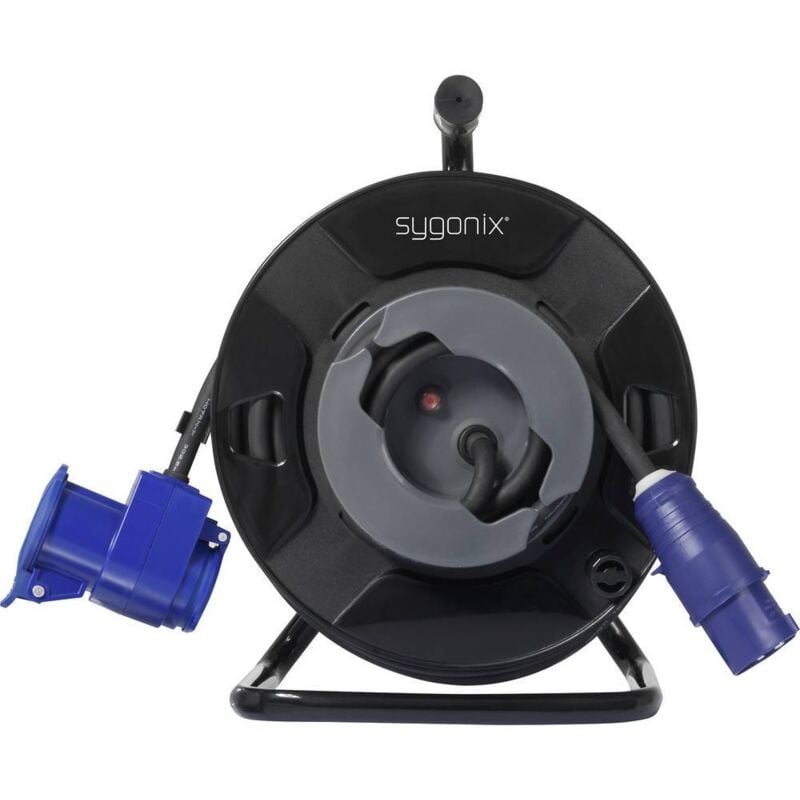 foto del prodotto sy 6684366 avvolgicavo 25 m nero spina cara cee sygonix