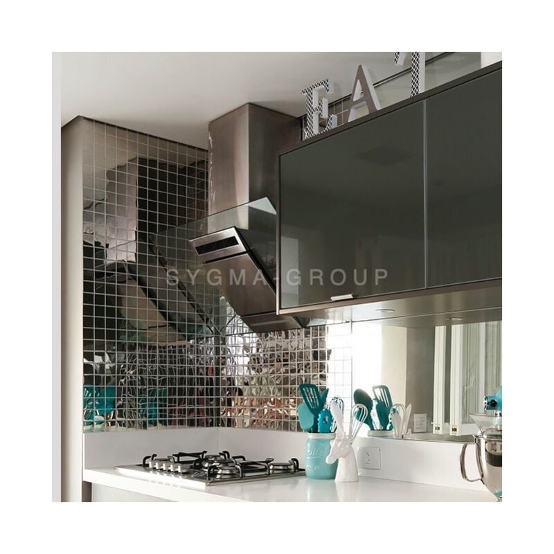 foto del prodotto sygma group piastrelle in acciaio effetto specchio per la cucina parker miroir