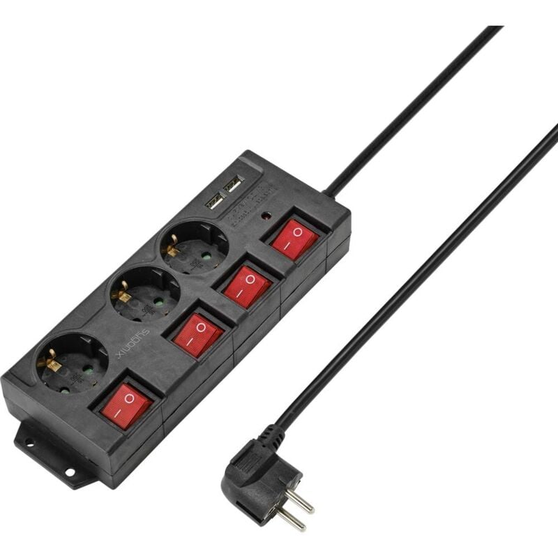 foto del prodotto sygonix rf 4737788 multipresa con interruttore nero schuko 1 pz.