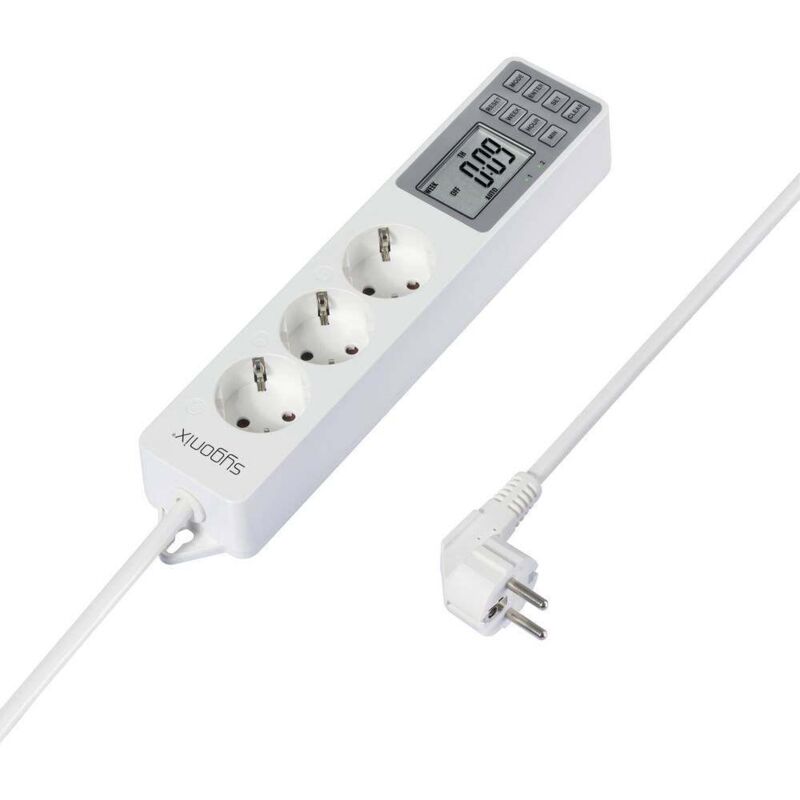 foto del prodotto sygonix sy 4675078 multipresa con timer 3 scomparti bianco schuko 1 pz.