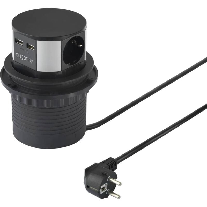 foto del prodotto sygonix sy 4780156 multipresa verticale a torre nero, argento schuko 1 pz.