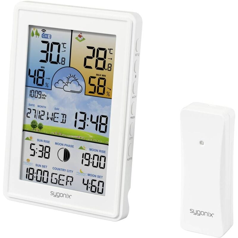 foto del prodotto sygonix sy 5509564 stazione meteo digitale previsione per 12 24 ore numero di sensori max. 3 pz.