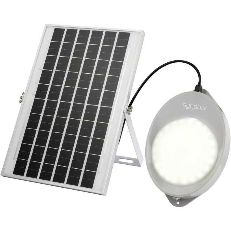 foto del prodotto sygonix sy 5596934 lampada solare da parete per esterno con rilevatore di movimento led monocolore 10 w grigio
