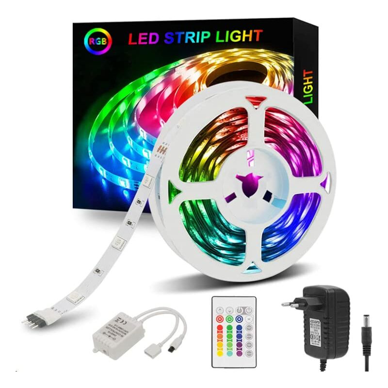 foto del prodotto sylvvin striscia led 5m rgb striscia led 5050 strisce led luminose con telecomando, 16 cambiamenti di colore, 4 modalit per casa, decorazione