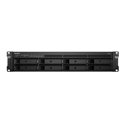 foto del prodotto synology nas rack 8bay 2.5 3.5 ssd hdd sata, 2xssd m.2 sata, amd ryzen v1500b 4core 2.2 ghz, 4gb sodimm ddr4 ecc up to 32gb , 4x1gbe, 2xusb 3.0, 1xspcie 2.0 8x4 lane