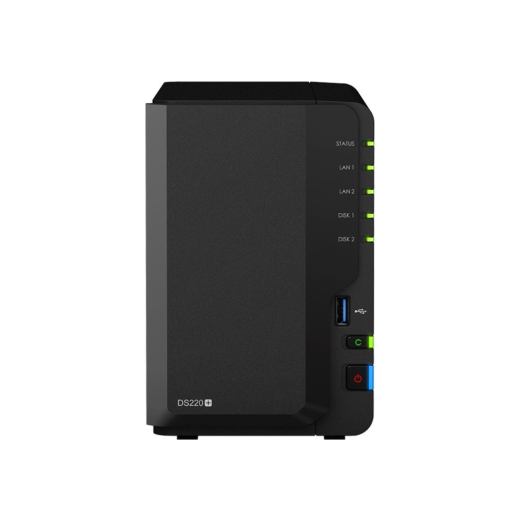 foto del prodotto synology nas tower 2bay 2.5 3.5 ssd hdd intel celeron j4125 2gb ddr4 up to 6gb , 2x rj 45 1gbe, 2