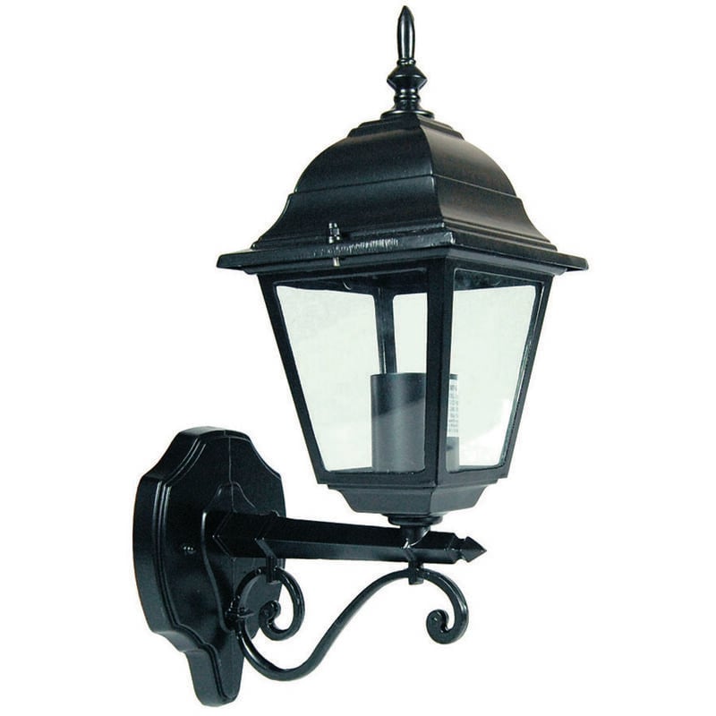 foto del prodotto syntesy lanterna con braccio inferiore lavorato modello new york 60w ip44 mm.192x370h. colore nero