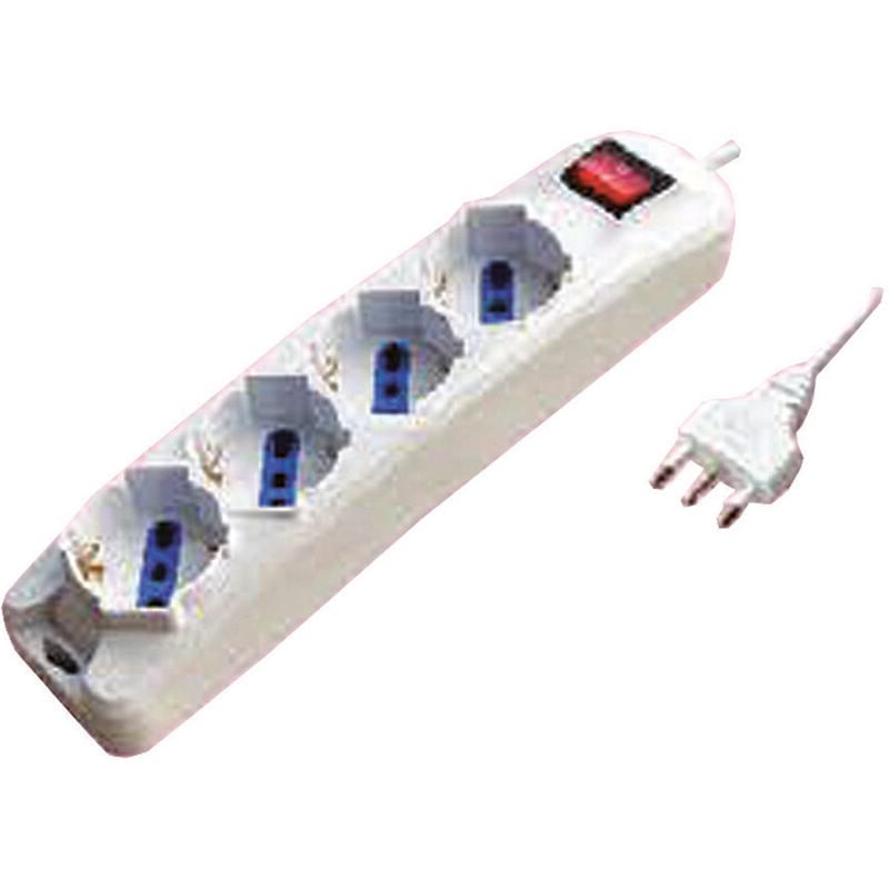 foto del prodotto syntesy multipresa 4 posti con schuko e con interruttore colore bianco