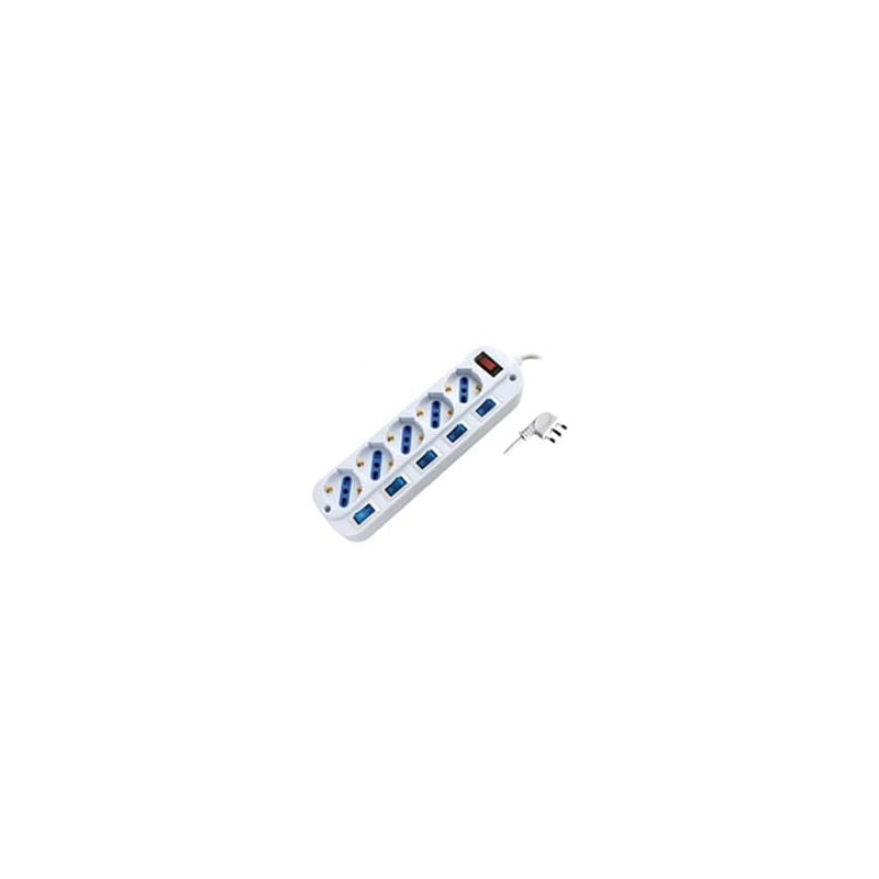 foto del prodotto syntesy multipresa 5 posti con schuko con interruttore generale 5 bipasso