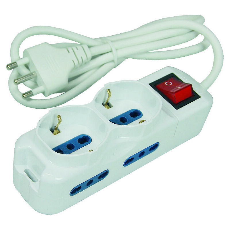 foto del prodotto syntesy multipresa da tavolo compatta 2 schuko 4 bipasso con interruttore