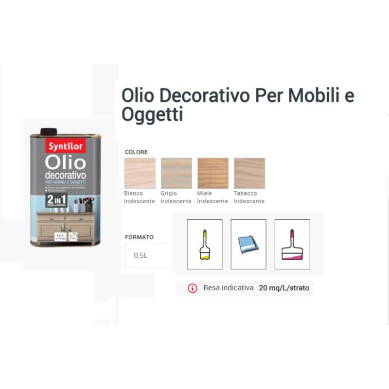 foto del prodotto syntilor olio decorativo per mobili eoggetti 0,5 lt bianco iridescente