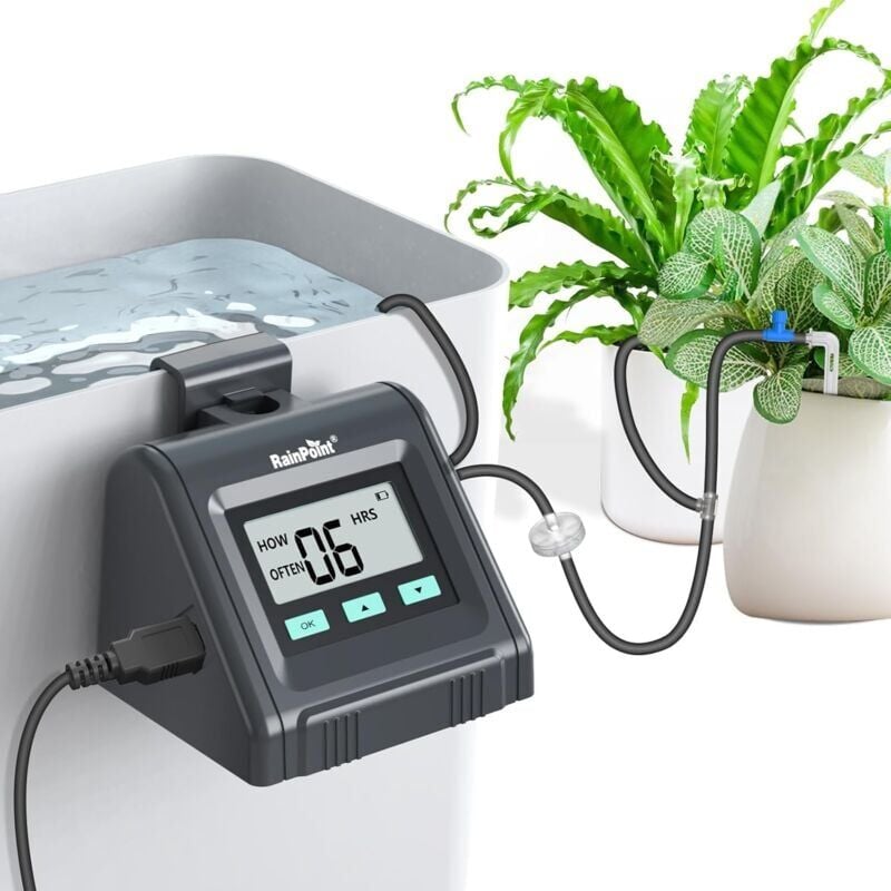 foto del prodotto système d'arrosage automatique rainpoint, volume d'eau r glable, arrose automatiquement les grandes et petites plantes d'int rieur, kit d'irrigation
