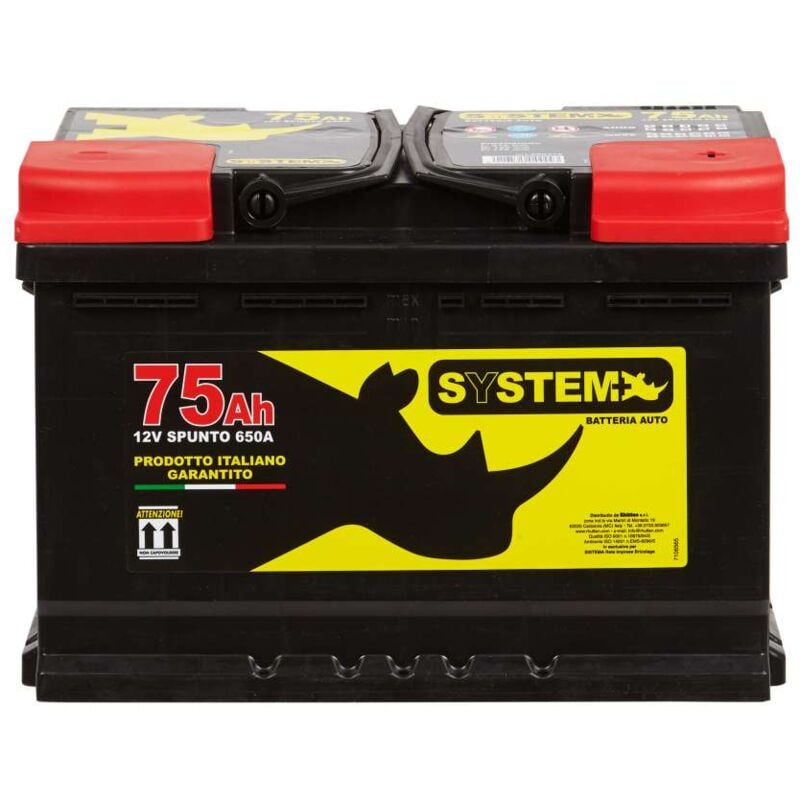 foto del prodotto system batteria auto 75ah 650a 12v acido libero fissaggio b13