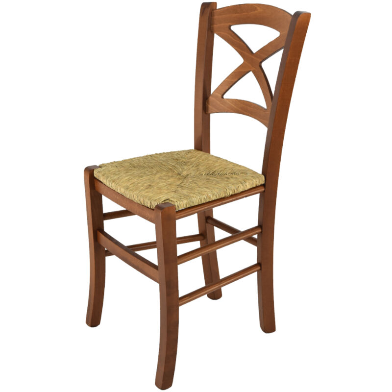 foto del prodotto t m c s tommychairs sedia modello cross per cucina, bar e sala da pranzo, robusta struttura in legno di faggio color noce chiaro e seduta in