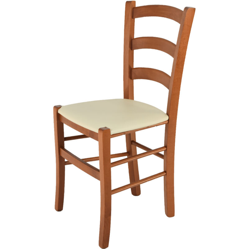 foto del prodotto t m c s tommychairs sedia modello venice per cucina bar e sala da pranzo, robusta struttura in legno di faggio color ciliegio e seduta rivestita