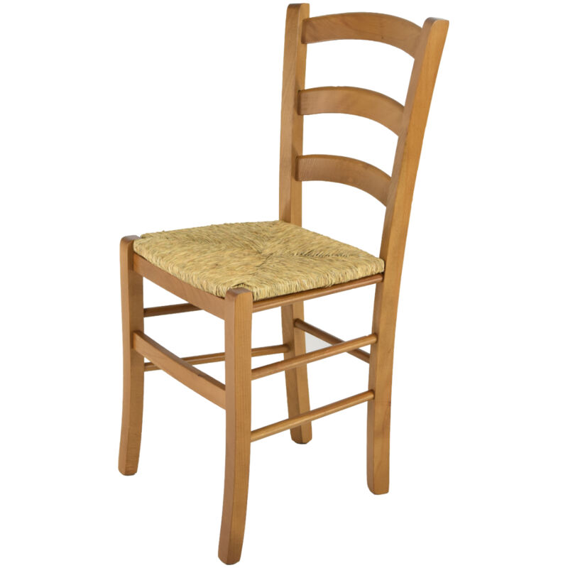 foto del prodotto t m c s tommychairs sedia modello venice per cucina bar e sala da pranzo, robusta struttura in legno di faggio color rovere e seduta in paglia
