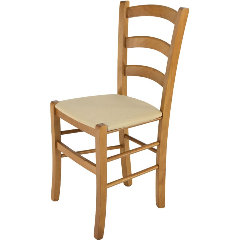 foto del prodotto t m c s tommychairs sedia modello venice per cucina bar e sala da pranzo, robusta struttura in legno di faggio color rovere e seduta rivestita in