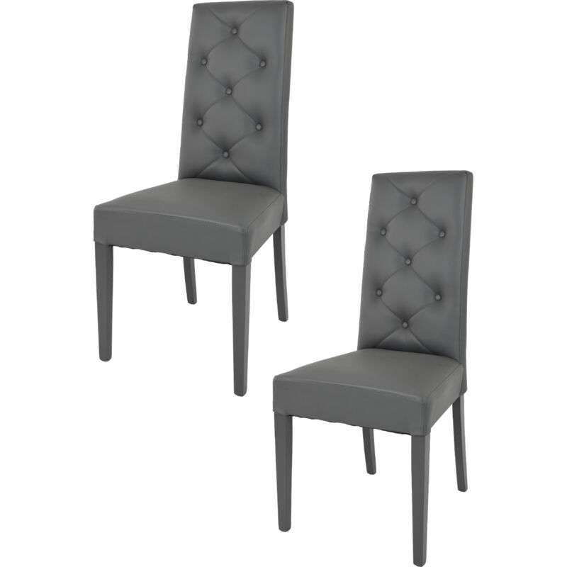 foto del prodotto t m c s tommychairs set 2 sedie modello chantal per cucina e sala da pranzo, struttura in legno di faggio grigio scuro, seduta e schienale con