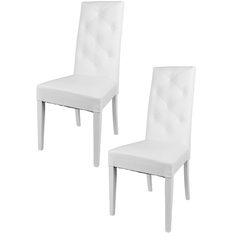 foto del prodotto t m c s tommychairs set 2 sedie modello chantal per cucina e sala da pranzo, struttura in legno di faggio verniciata bianco, seduta e schienale