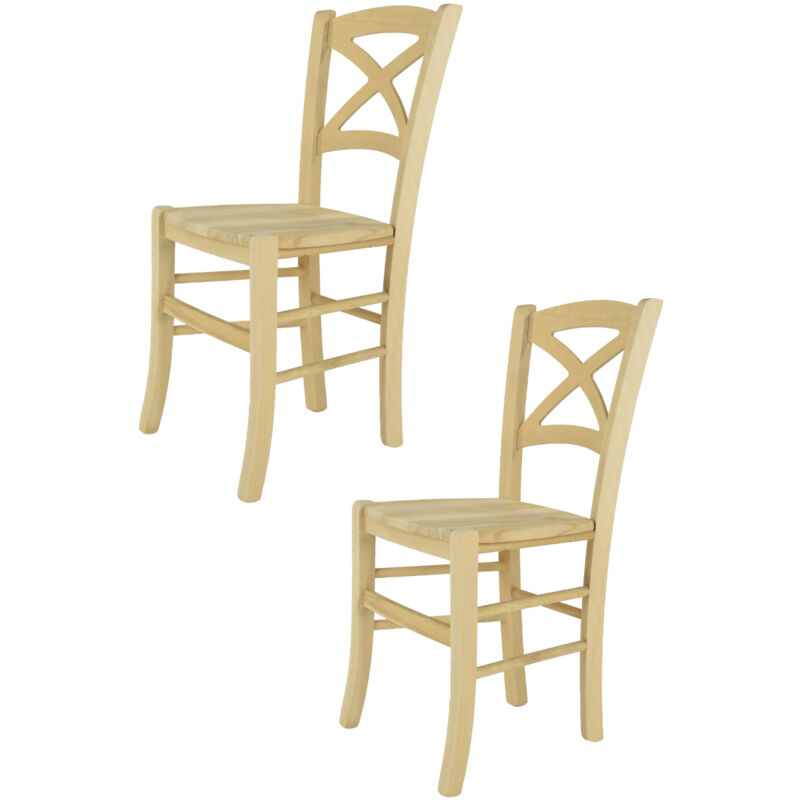 foto del prodotto t m c s tommychairs set 2 sedie modello cross per cucina bar e sala da pranzo, robusta struttura in legno di faggio levigato, non trattato, 100 