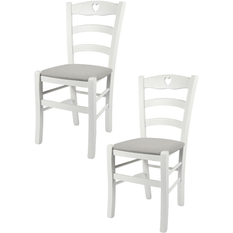 foto del prodotto t m c s tommychairs set 2 sedie modello cuore per cucina bar e sala da pranzo, robusta struttura in legno di faggio laccato bianco e seduta