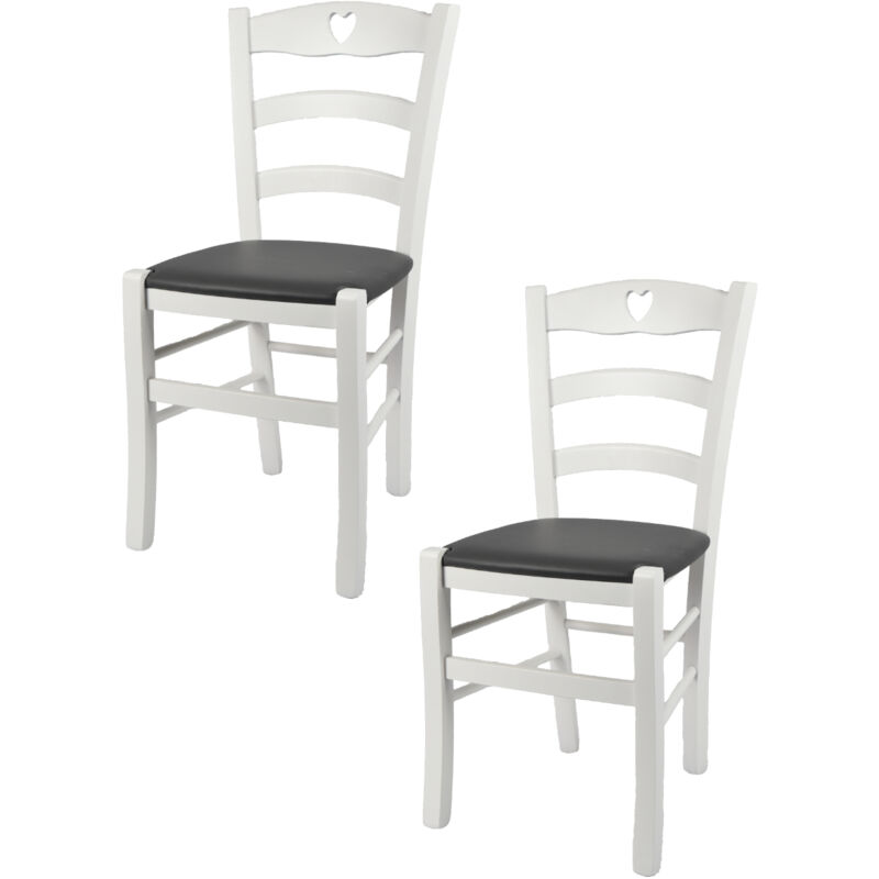 foto del prodotto t m c s tommychairs set 2 sedie modello cuore per cucina bar e sala da pranzo, robusta struttura in legno di faggio laccato bianco e seduta