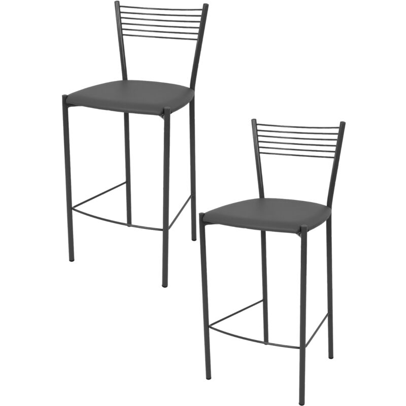 foto del prodotto t m c s tommychairs set 2 sgabelli alti modello elegance per cucina e bar, struttura in acciaio verniciata colore grigio scuro e seduta imbottita