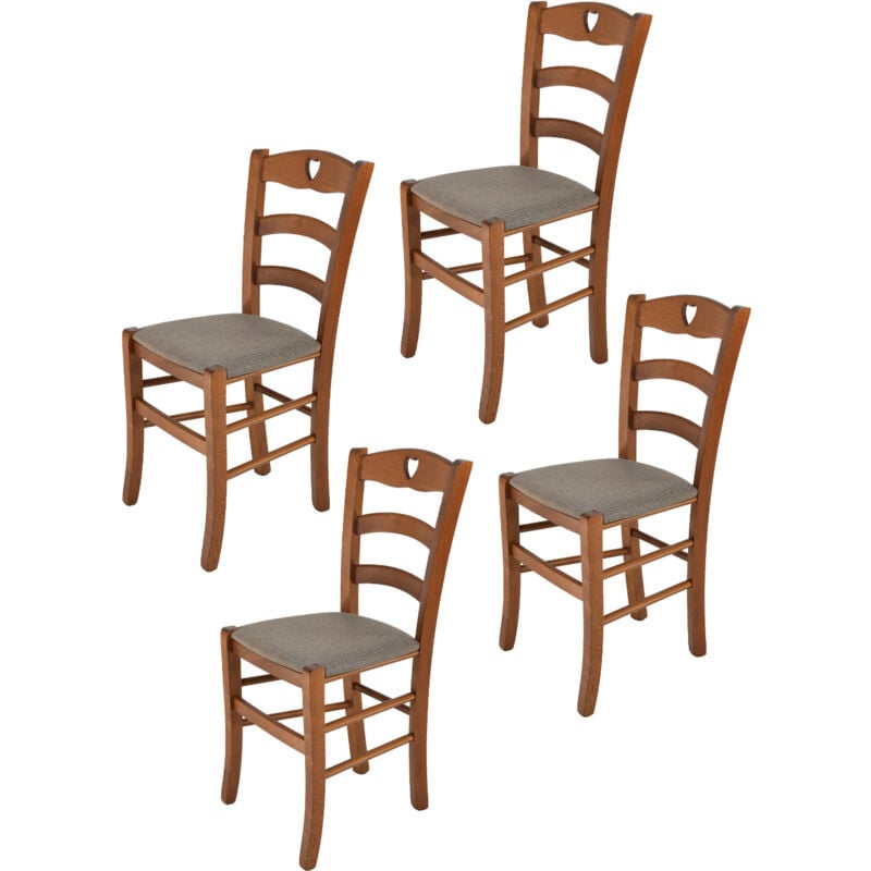 foto del prodotto t m c s tommychairs set 4 sedie modello cuore per cucina bar e sala da pranzo, robusta struttura in legno di faggio color noce chiaro e seduta