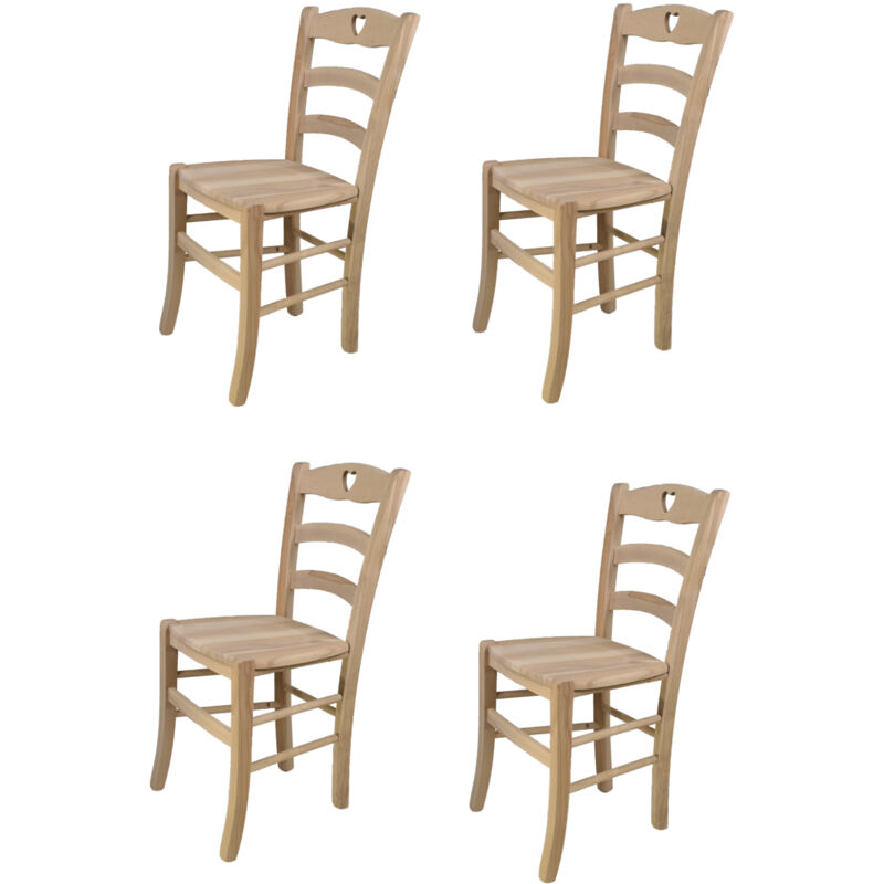 foto del prodotto t m c s tommychairs set 4 sedie modello cuore per cucina bar e sala da pranzo, robusta struttura in legno di faggio levigato, non trattato, 100 