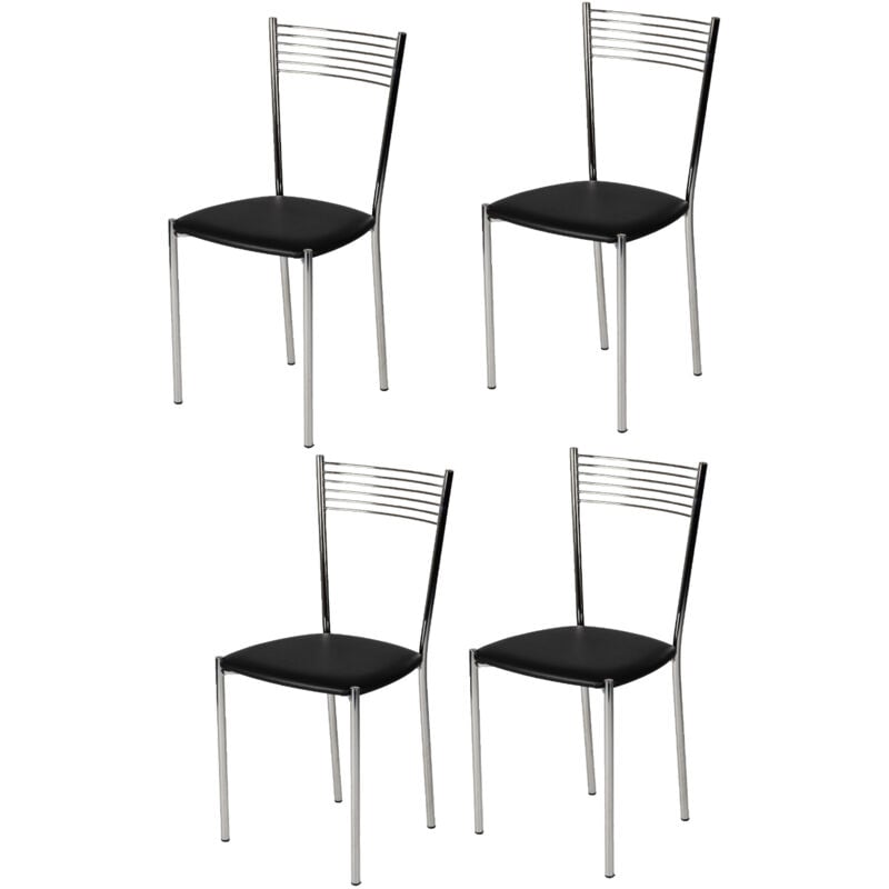 foto del prodotto t m c s tommychairs set 4 sedie modello elegance per cucina bar e sala da pranzo, struttura in acciaio cromato e seduta imbottita e rivestita in