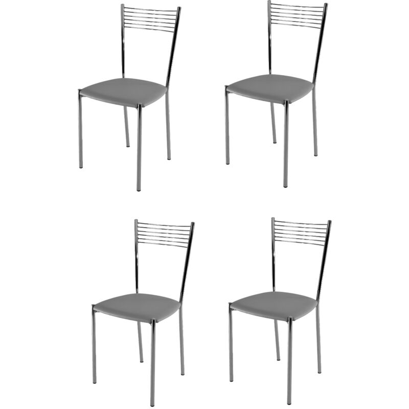 foto del prodotto t m c s tommychairs set 4 sedie modello elegance per cucina bar e sala da pranzo, struttura in acciaio cromato e seduta imbottita e rivestita in