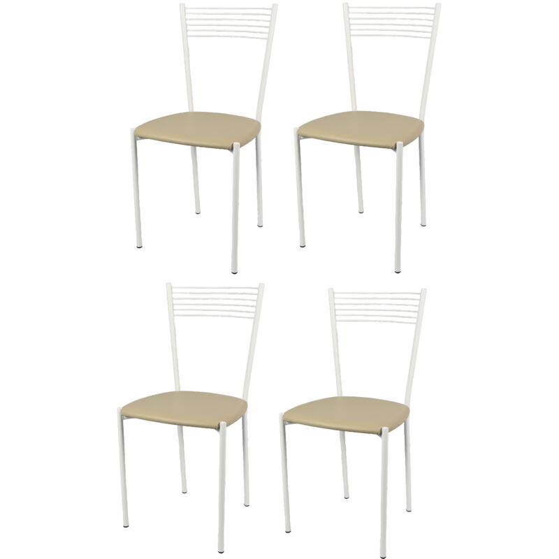 foto del prodotto t m c s tommychairs set 4 sedie modello elegance per cucina bar e sala da pranzo, struttura in acciaio verniciata colore bianco e seduta