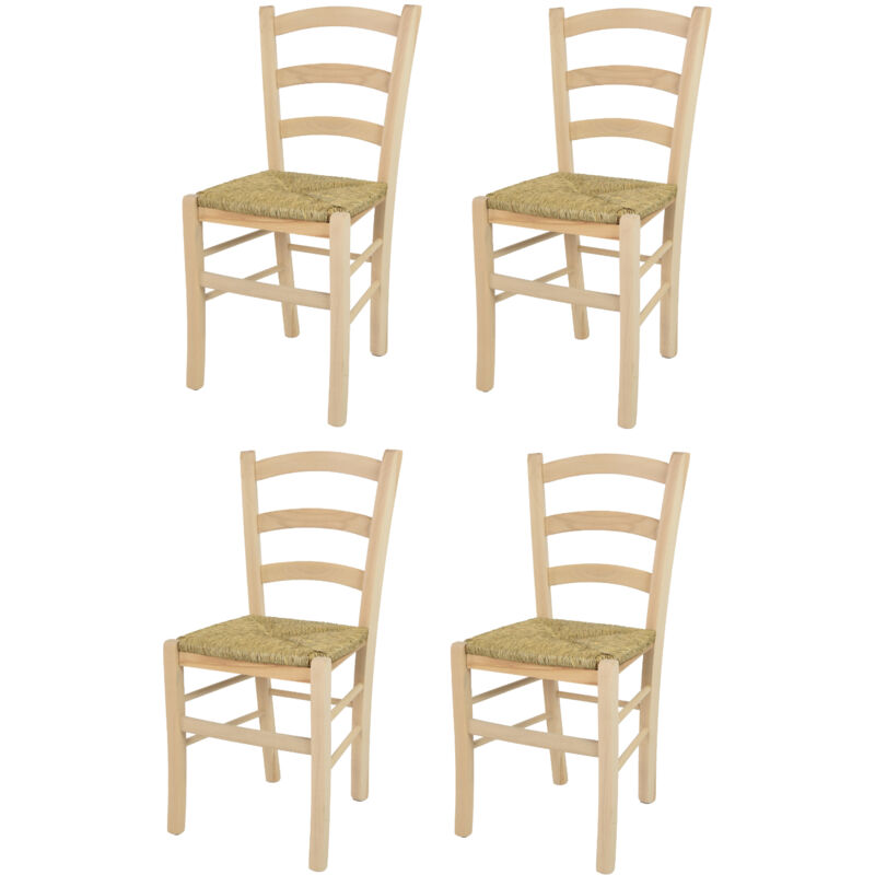 immagine 0 del prodotto t m c s tommychairs set 4 sedie modello venice per cucina bar e sala da pranzo, robusta struttura in legno di faggio levigato, non trattato, 100 