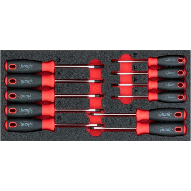 foto del prodotto t screwdriver set v4991 profilo interno torx t6 t40 numero utensili 11