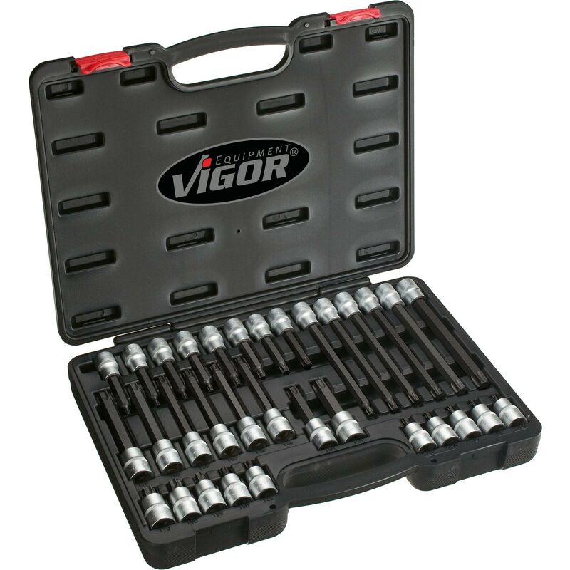 foto del prodotto t screwdriver socket set v1917 attacco quadro, cavo, 1 2 di pollice 12,5 mm profilo interno torx t20 t70 numero utensili 32